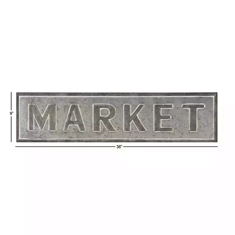 Wall Quotes & Signs-Kirklands Home Galvanized Iron Market Wall Sign Silver
