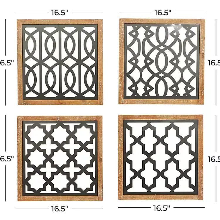 Wall Plaques-Kirklands Home Framed Matte Black Metal Wall Plaques, Set of 4