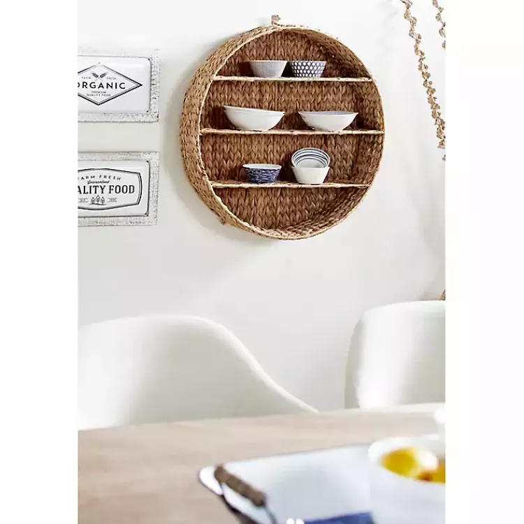 Shelves-Kirklands Home Brown Sea Grass Woven Round Wall Shelf