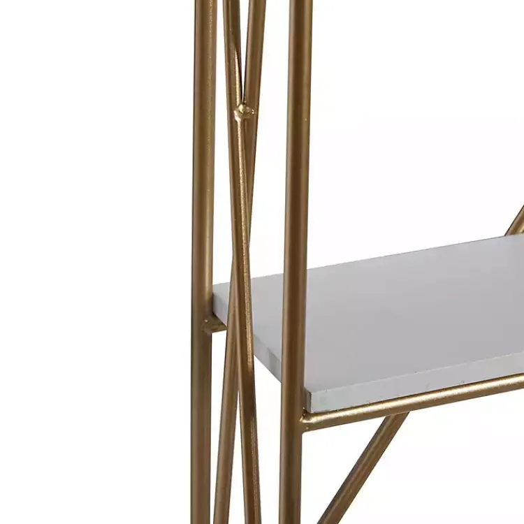 Shelves-Kirklands Home Gold X-Frame Daisy White Wood Wall Shelf
