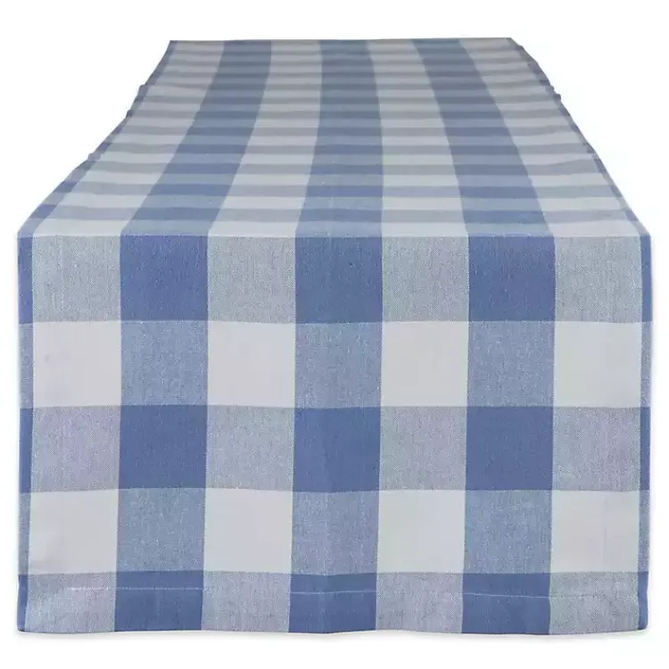 Table Linens-Kirklands Home Stonewash Blue Buffalo Check Table Runner, 72 in.