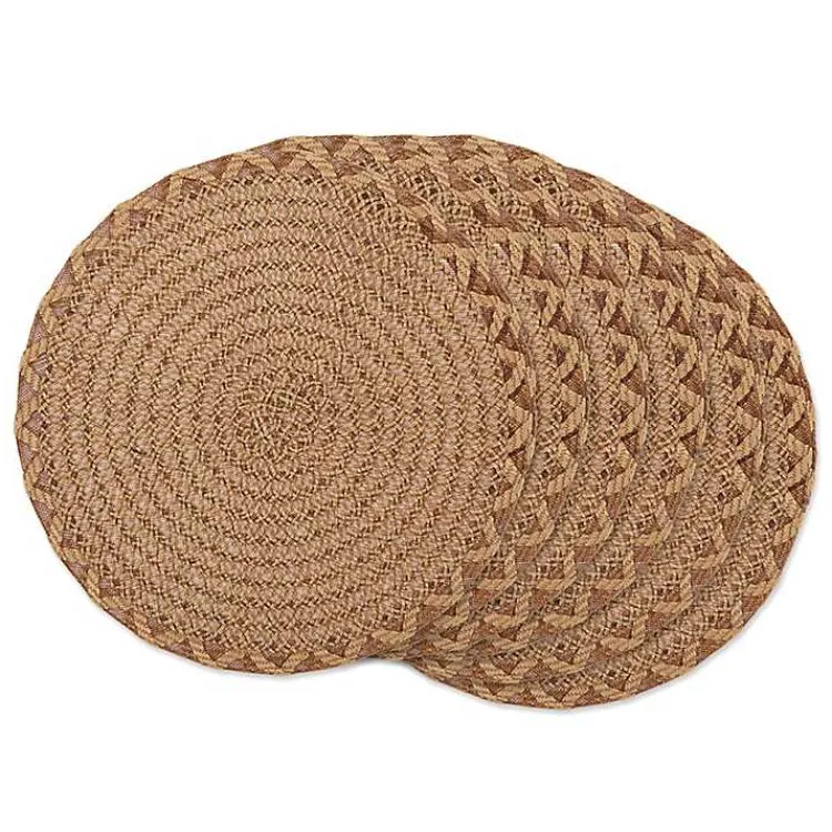Table Linens-Kirklands Home Round Woven Lattice Placemats, Set of 6 Brown
