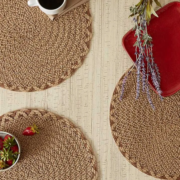 Table Linens-Kirklands Home Round Woven Lattice Placemats, Set of 6 Brown