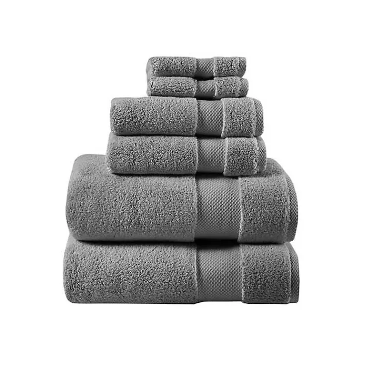 Bath Towels-Kirklands Home Charcoal 6-pc. Oversized Cotton Bath Towel Set Gray