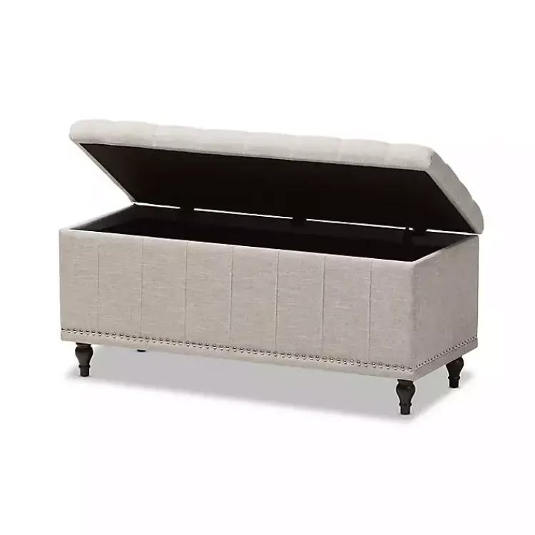 Benches & Ottomans-Kirklands Home Beige Tufted Upholstery Storage Ottoman Tan