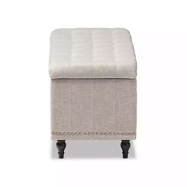 Benches & Ottomans-Kirklands Home Beige Tufted Upholstery Storage Ottoman Tan