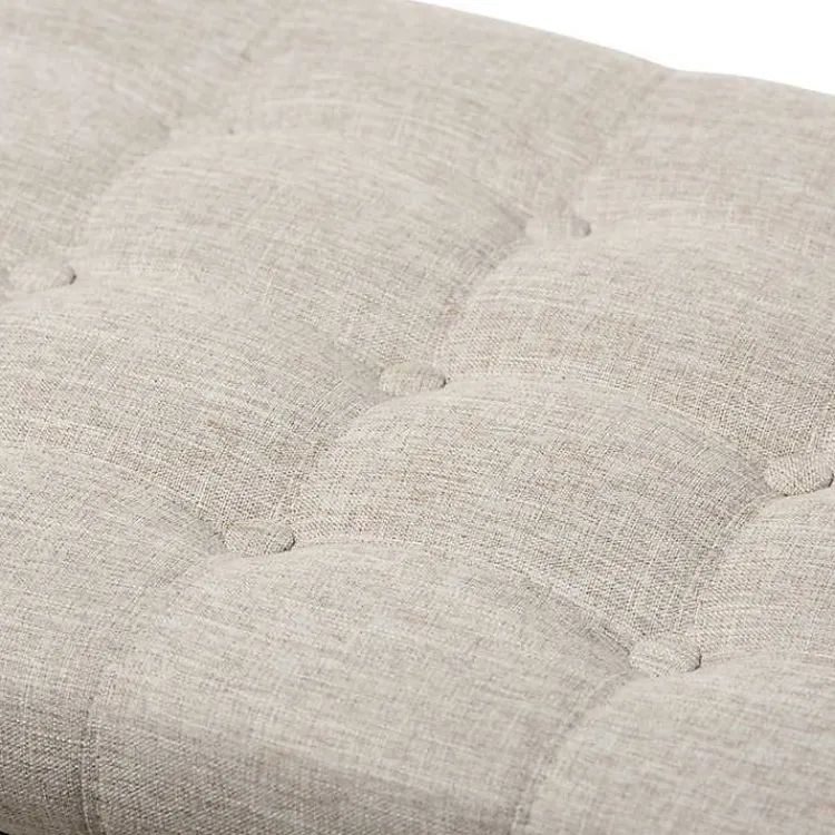 Benches & Ottomans-Kirklands Home Beige Tufted Upholstery Storage Ottoman Tan