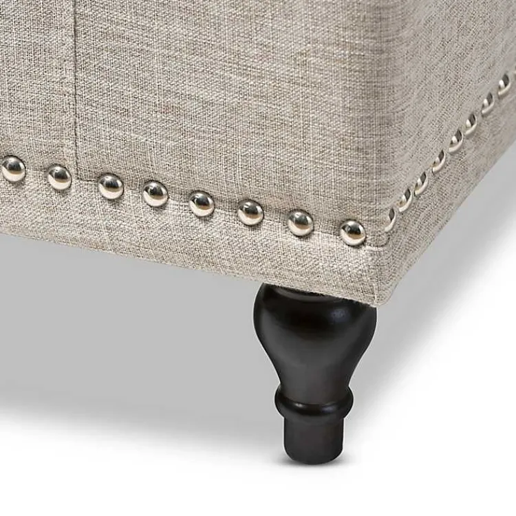 Benches & Ottomans-Kirklands Home Beige Tufted Upholstery Storage Ottoman Tan