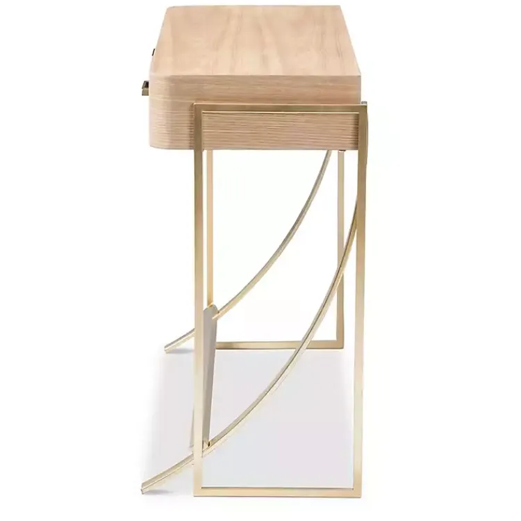 Entryway Furniture-Kirklands Home Gold Metal Frame Two-Drawer Console Table