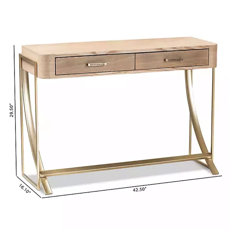 Entryway Furniture-Kirklands Home Gold Metal Frame Two-Drawer Console Table