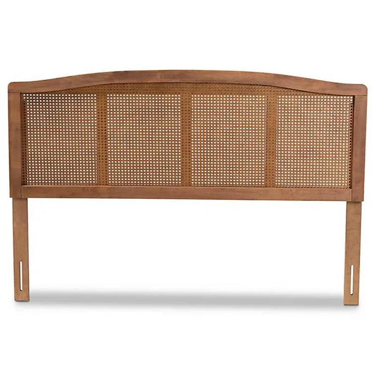 Beds & Headboards-Kirklands Home Ash Walnut Woven Rattan Queen Headboard Brown