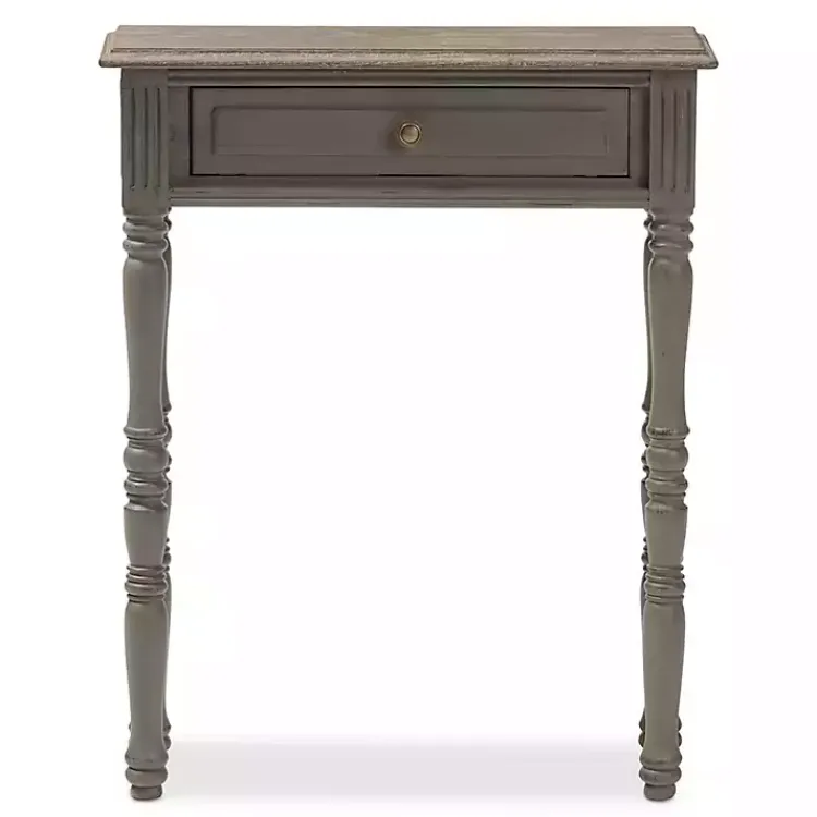 Console Tables-Kirklands Home Tan and Gray Ornate Ball Turned Console Table