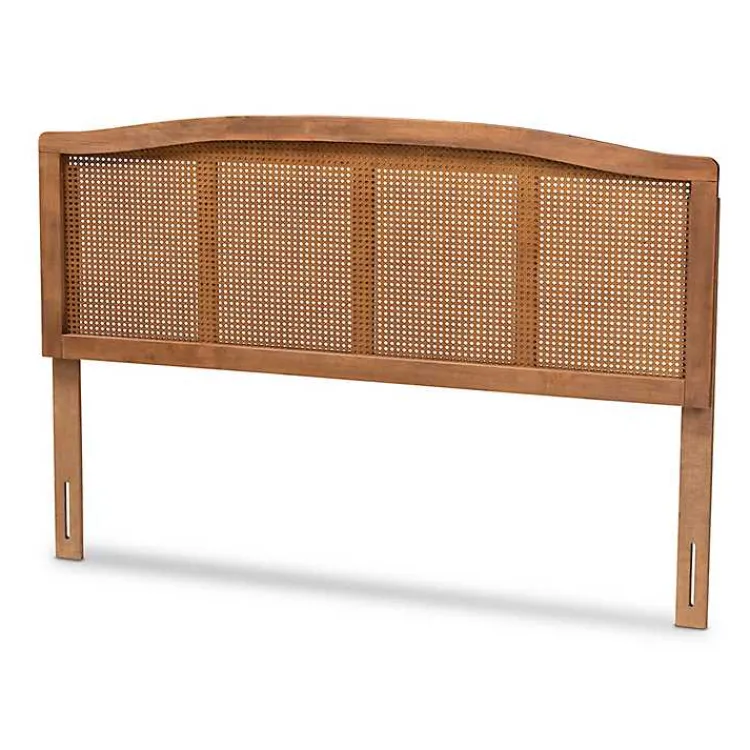 Beds & Headboards-Kirklands Home Ash Walnut Woven Rattan King Headboard Brown