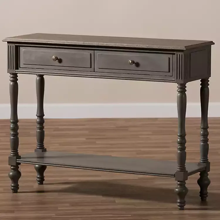 Console Tables-Kirklands Home Mindi Wood Rustic Farmhouse Console Table Gray
