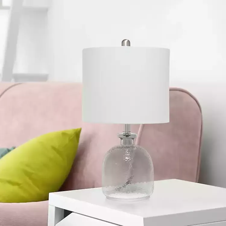 Table Lamps-Kirklands Home Smokey Hammered Glass Shade Table Lamp Gray