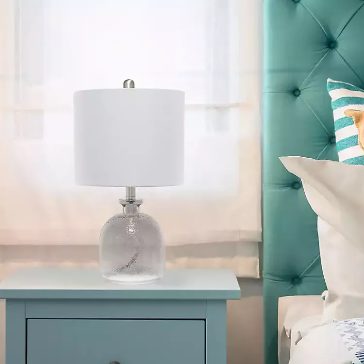 Table Lamps-Kirklands Home Smokey Hammered Glass Shade Table Lamp Gray