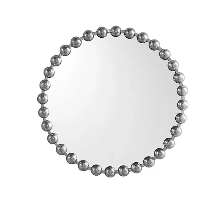 Decorative Mirrors-Kirklands Home Metallic Foiled Beaded Wall Mirror SIlver