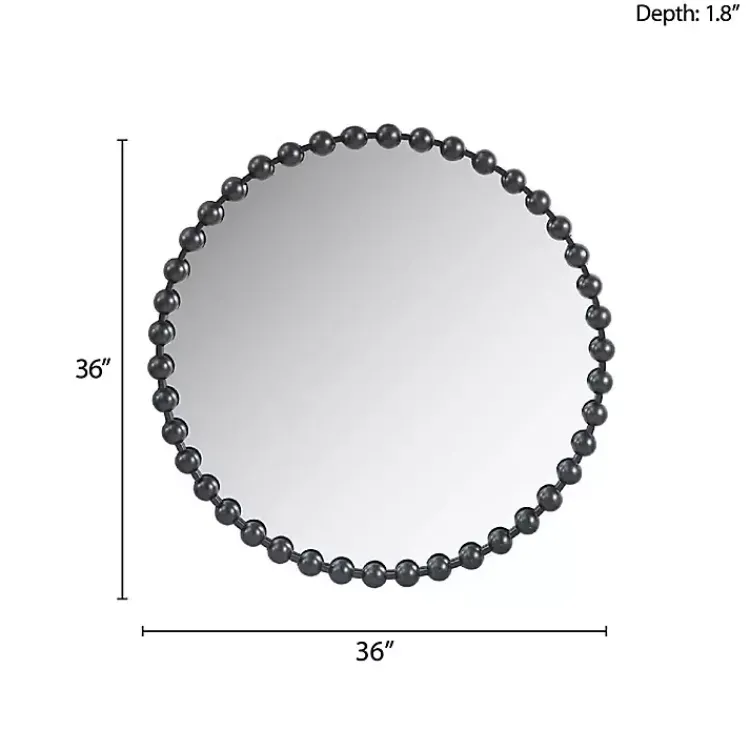 Decorative Mirrors-Kirklands Home Black Foiled Beaded Wall Mirror, 36 in.