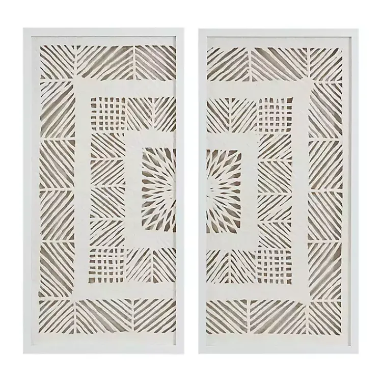 Framed Art-Kirklands Home Natural Geometric Rice Paper Framed Art, Set of 2 Tan