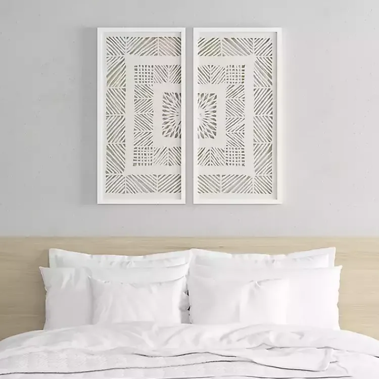 Framed Art-Kirklands Home Natural Geometric Rice Paper Framed Art, Set of 2 Tan