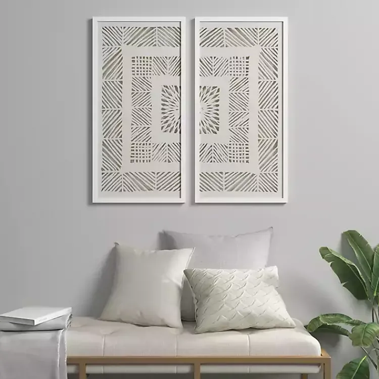 Framed Art-Kirklands Home Natural Geometric Rice Paper Framed Art, Set of 2 Tan