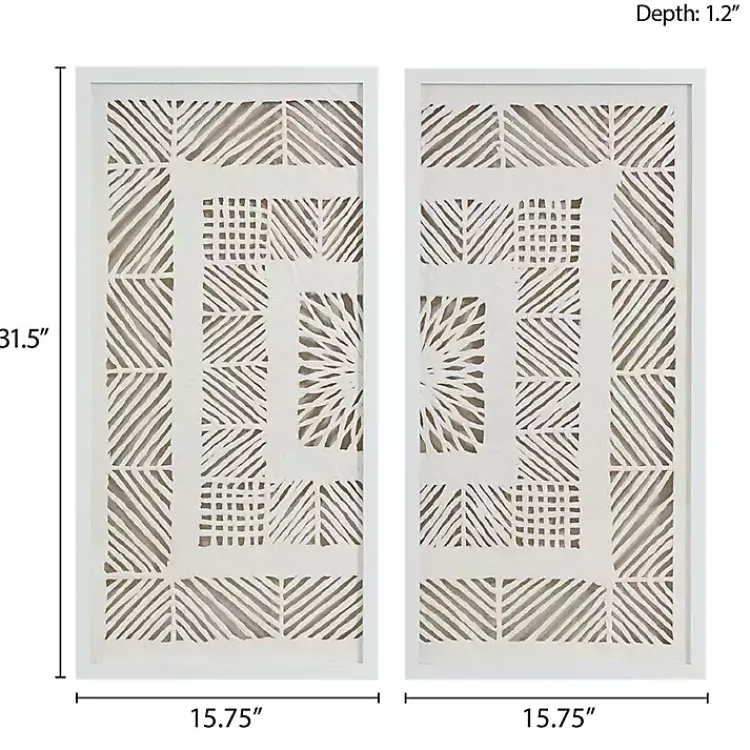 Framed Art-Kirklands Home Natural Geometric Rice Paper Framed Art, Set of 2 Tan