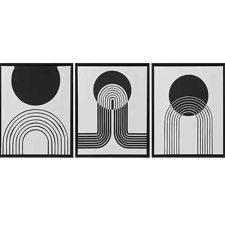 Canvas Art-Kirklands Home Cosmic Curl Geometric 3-pc. Grayscale Wall Art