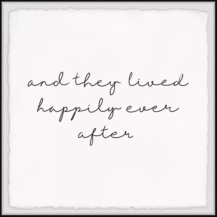Wall Quotes & Signs-Kirklands Home And They Lived Happily Framed Art Print White