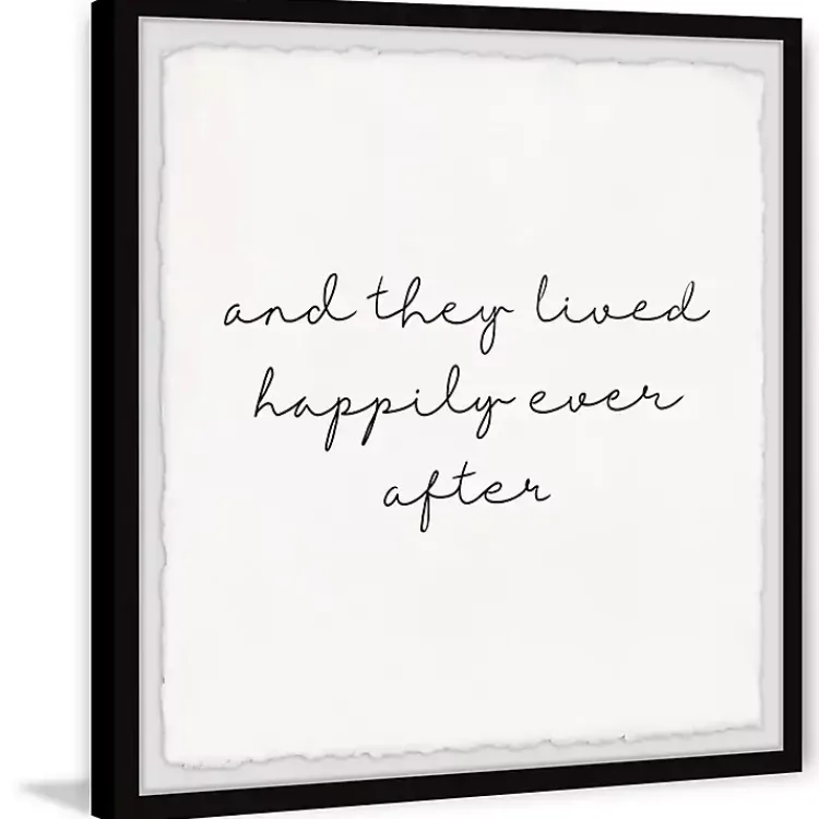 Wall Quotes & Signs-Kirklands Home And They Lived Happily Framed Art Print White