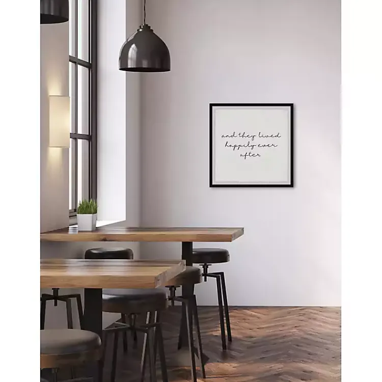 Wall Quotes & Signs-Kirklands Home And They Lived Happily Framed Art Print White