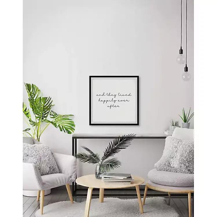 Wall Quotes & Signs-Kirklands Home And They Lived Happily Framed Art Print White
