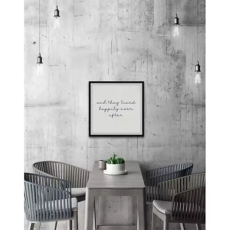 Wall Quotes & Signs-Kirklands Home And They Lived Happily Framed Art Print White
