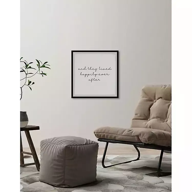 Wall Quotes & Signs-Kirklands Home And They Lived Happily Framed Art Print White