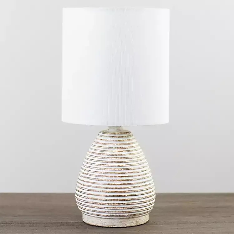 Table Lamps-Kirklands Home Natural Stripe Table Lamp White