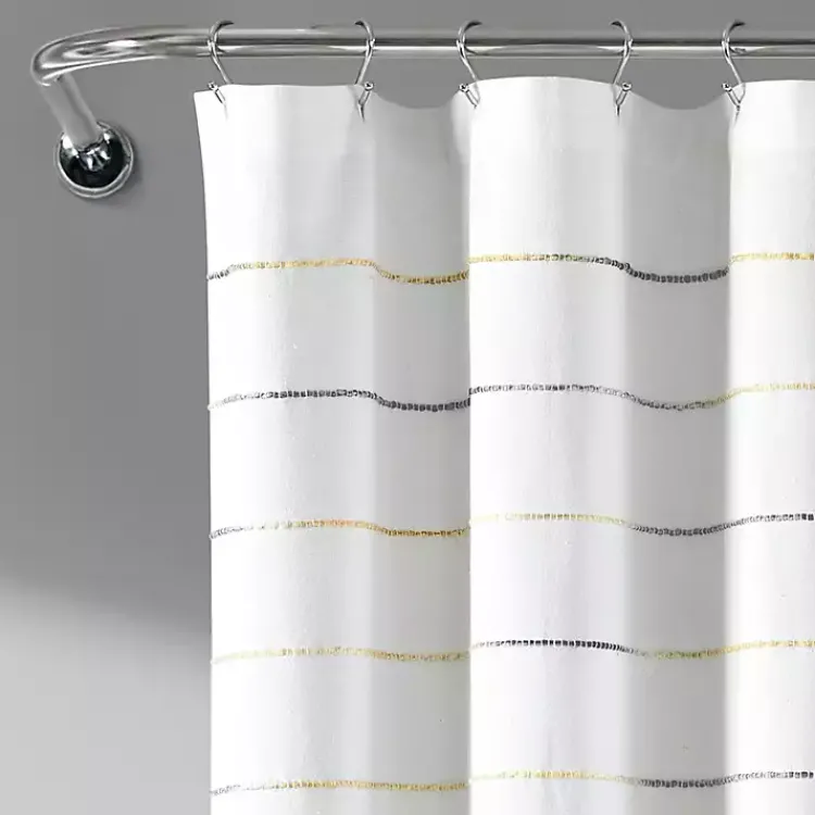 Shower Curtains-Kirklands Home Yellow and Gray Ombre Stripe Shower Curtain