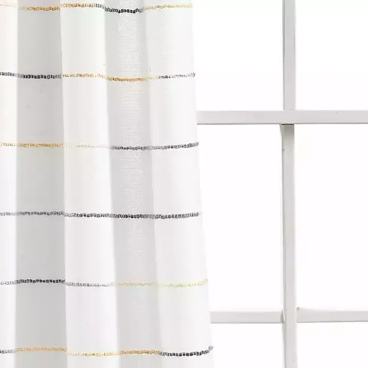 Curtains & Drapes-Kirklands Home Yellow and Gray Stripe Curtain Panel Set, 84 in.