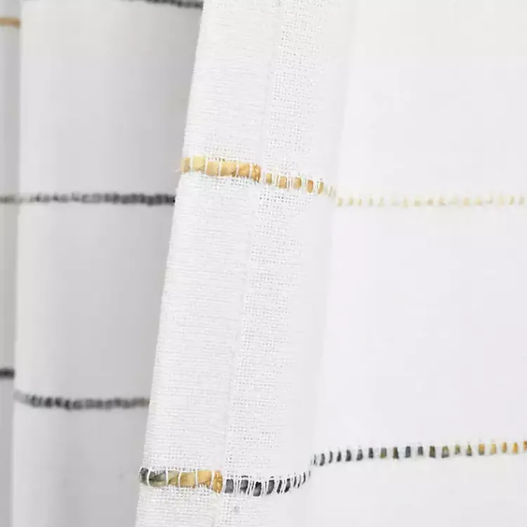 Curtains & Drapes-Kirklands Home Yellow and Gray Stripe Curtain Panel Set, 84 in.