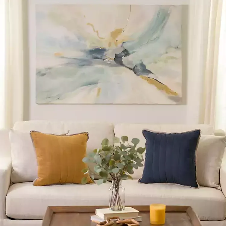 Canvas Art-Kirklands Home Blue and Gold Abstract Canvas Art Print, 48x32 in.