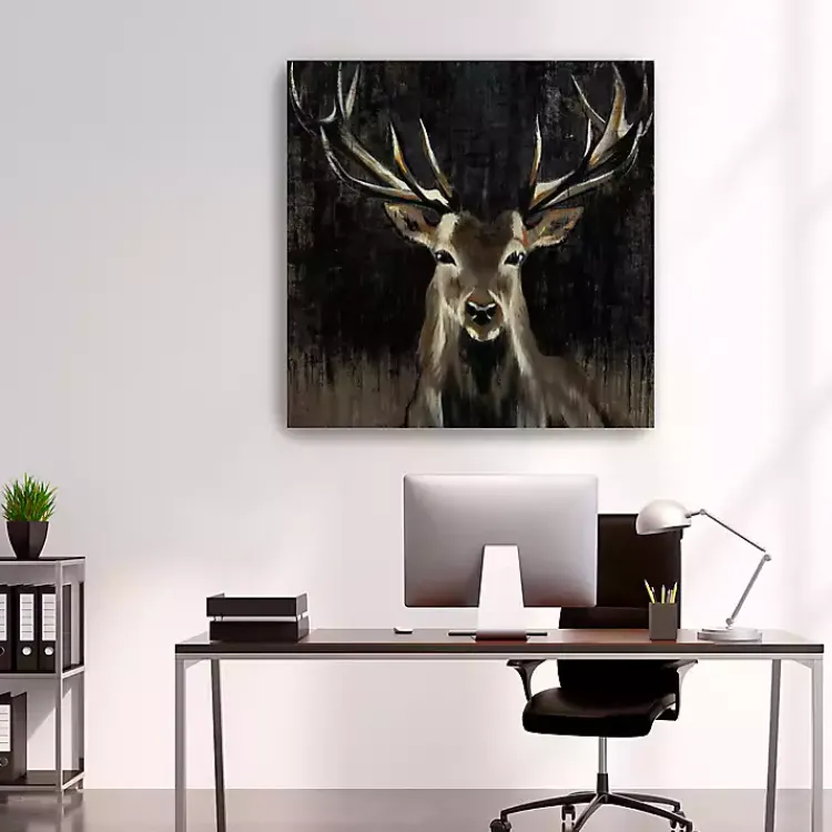 Canvas Art-Kirklands Home Young Buck Giclee Canvas Art Print, 40x40 in. Black