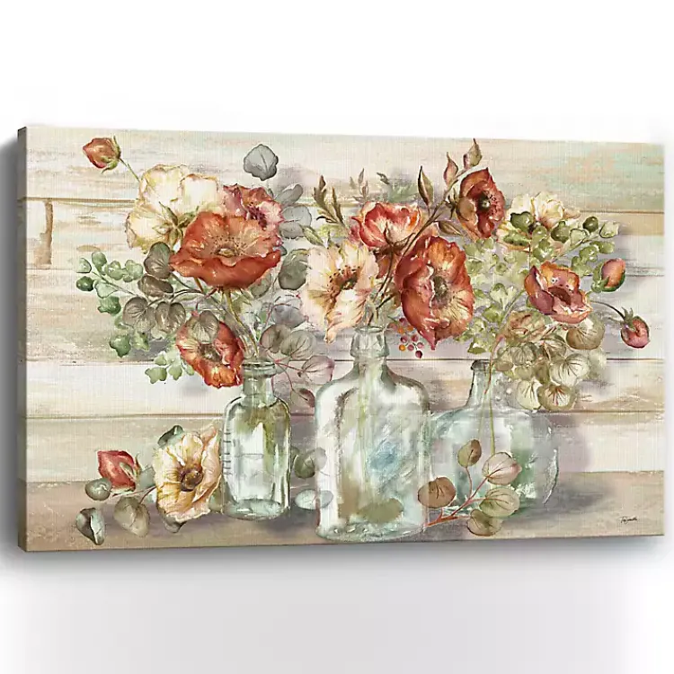 Canvas Art-Kirklands Home Poppies and Eucalyptus Canvas Art Print, 60x40 in. Tan