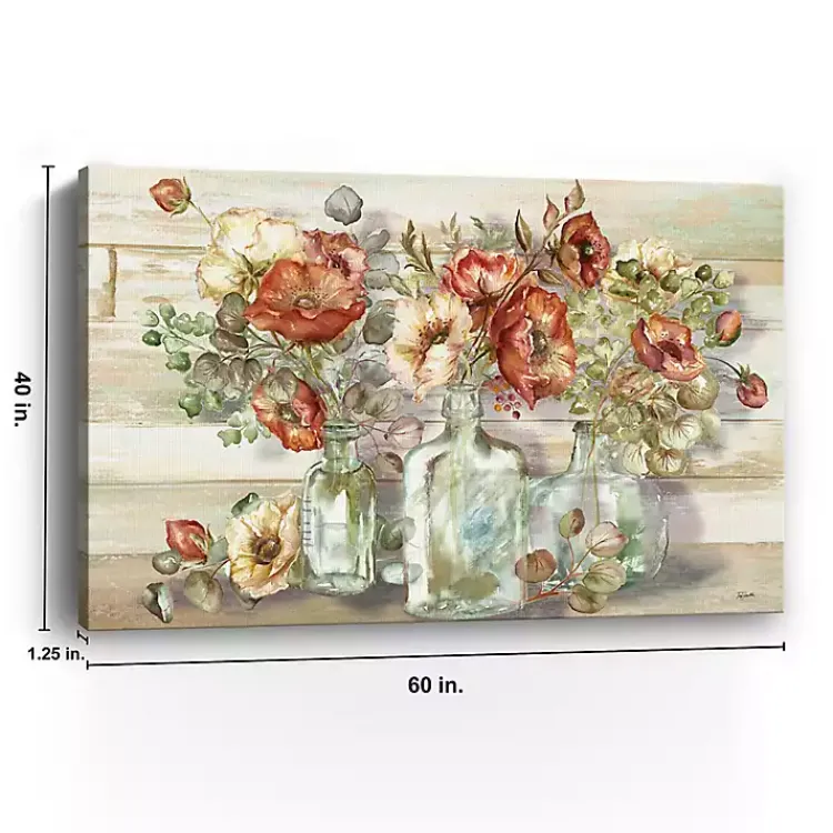 Canvas Art-Kirklands Home Poppies and Eucalyptus Canvas Art Print, 60x40 in. Tan