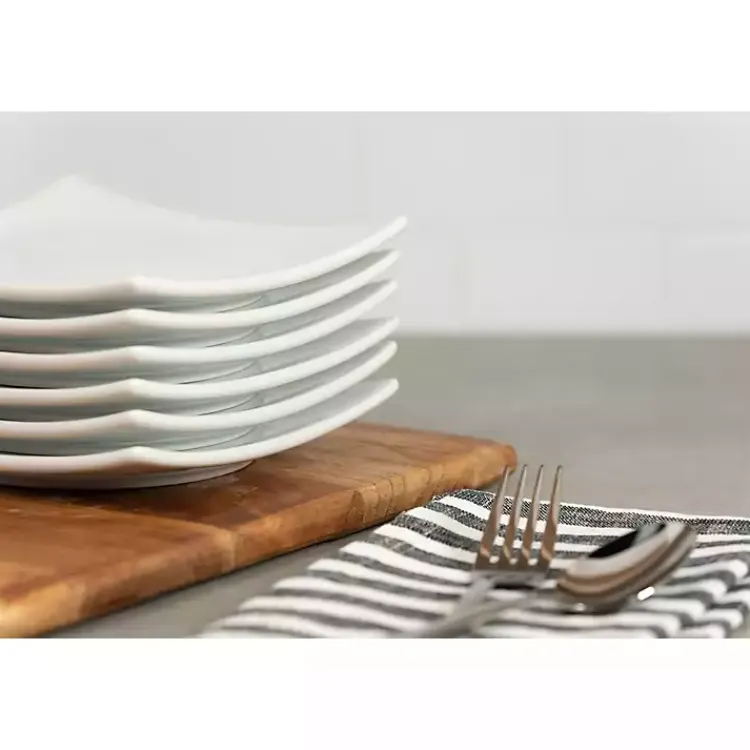 Dinnerware-Kirklands Home Coupe Square Appetizer Plates, Set of 6 White