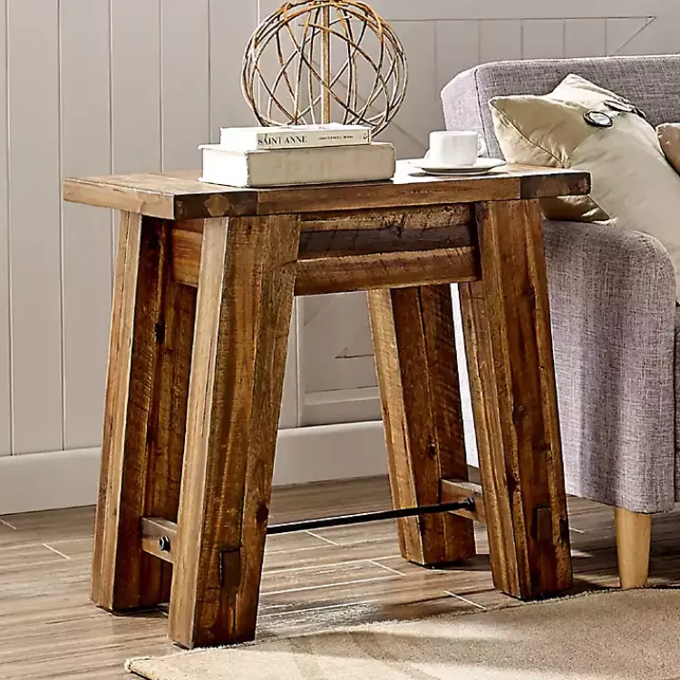 Accent & End Tables-Kirklands Home Honey Acacia Rustic Accent Table Tan