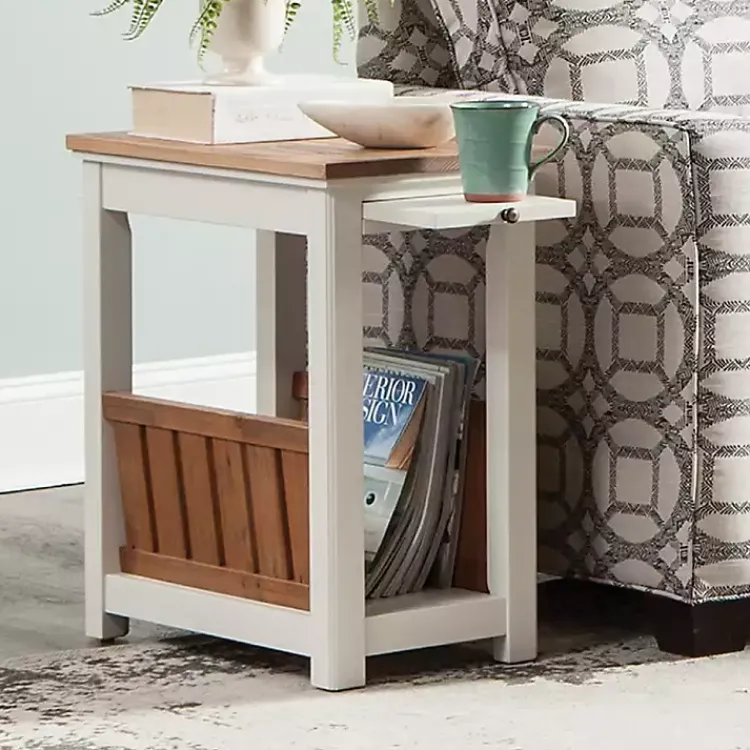 Accent & End Tables-Kirklands Home Ivory and Natural Wood Magazine Shelf Accent Table