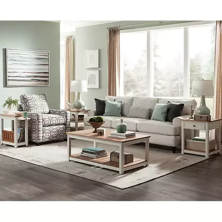 Accent & End Tables-Kirklands Home Ivory and Natural Wood Magazine Shelf Accent Table