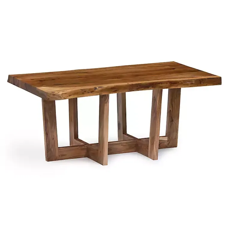 Coffee Tables-Kirklands Home Live Edge Coffee Table with Crossed Legs, 42 in. Tan