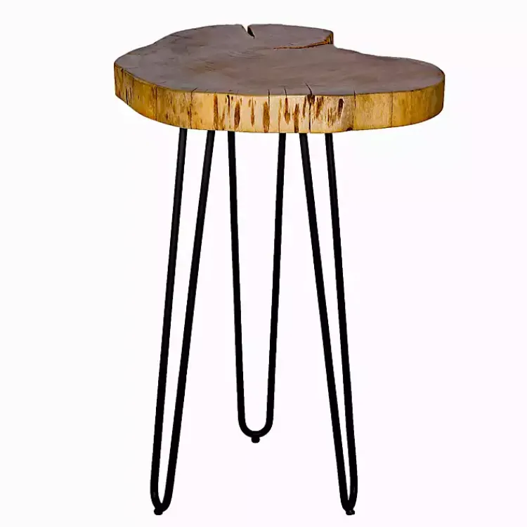 Accent & End Tables-Kirklands Home Round Natural Live Edge Hairpin Legs Accent Table