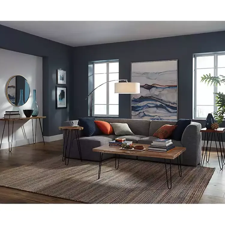 Accent & End Tables-Kirklands Home Round Natural Live Edge Hairpin Legs Accent Table