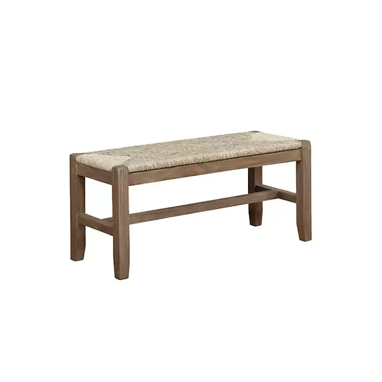 Benches & Ottomans-Kirklands Home Natural Twisted Seagrass and Wood Bench Tan