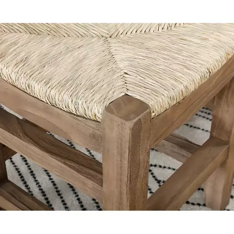Benches & Ottomans-Kirklands Home Natural Twisted Seagrass and Wood Bench Tan
